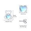 wholesale 925 Sterling Silver Heart-Shaped Moonstone Teddy Bear Stud Earrings for Women-0-5