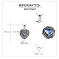 wholesale 925 Sterling Silver Blue Crystal Heart Photo Locket Pendant Necklace for Women-0-4