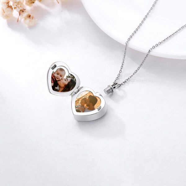 Sterling Silver Heart Urn Necklace-1