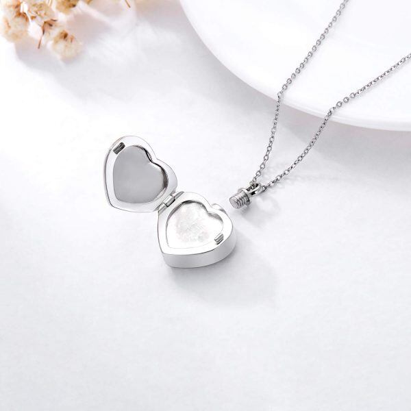 Sterling Silver Heart Urn Necklace-4