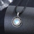 wholesale 925 Sterling Silver Moonstone Viking Rune Pendant Necklace for Women-0-3