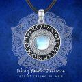 wholesale 925 Sterling Silver Moonstone Viking Rune Pendant Necklace for Women-0-4