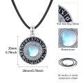 wholesale 925 Sterling Silver Moonstone Viking Rune Pendant Necklace for Women-0-5