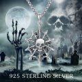 wholesale 925 Sterling Silver Spider Web Skull Pendant Necklace for Women-0-5