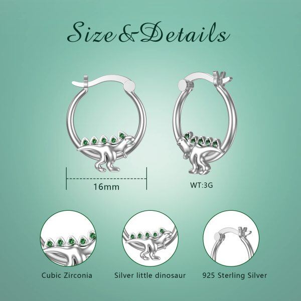 Sterling Silver Dinosaur Earrings-1