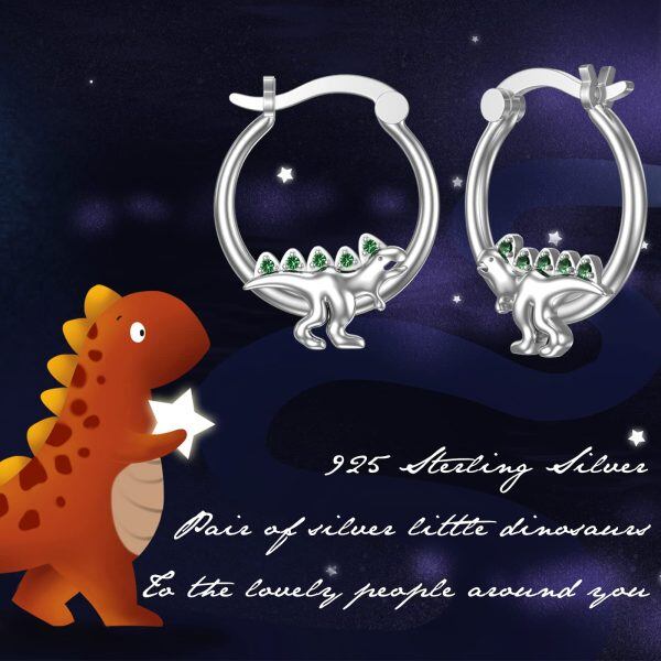 Sterling Silver Dinosaur Earrings-5