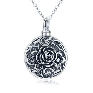 Sterling Silver Rose Urn Necklace-0