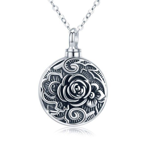 Sterling Silver Rose Urn Necklace-0