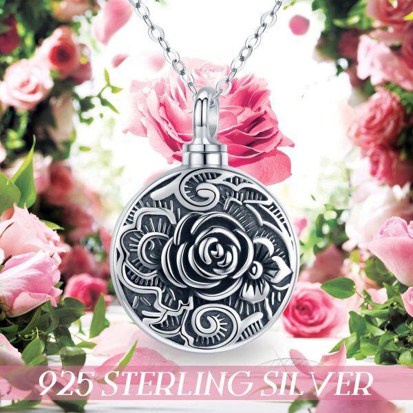 Sterling Silver Rose Urn Necklace-5