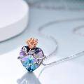 wholesale 925 Sterling Silver Heart-Shaped Purple Crystal Rose Flower Pendant Necklace for Women Romantic Valentine's Day s-0-3