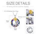 wholesale 925 Sterling Silver Rainbow Crystal Moon & Sloth with Gold Plated Sunflower Pendant Necklace for Women-0-1