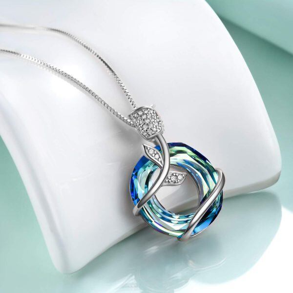 Sterling Silver Rose Necklace-1