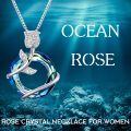 wholesale Sterling Silver Crystal Rose Flower Butterfly Necklace for Women Gift-0-3