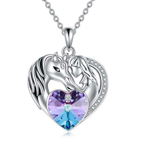 Sterling Silver Horse And Girl Necklace-0