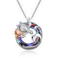 wholesale 925 Sterling Silver Metal Turtle & Dolphin Rainbow Crystal Heart Pendant Necklace Gift for Mom Daughter Girlfriends-0-0