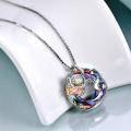 wholesale 925 Sterling Silver Metal Turtle & Dolphin Rainbow Crystal Heart Pendant Necklace Gift for Mom Daughter Girlfriends-0-3