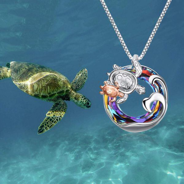 Sterling Silver Turtle Necklace-4