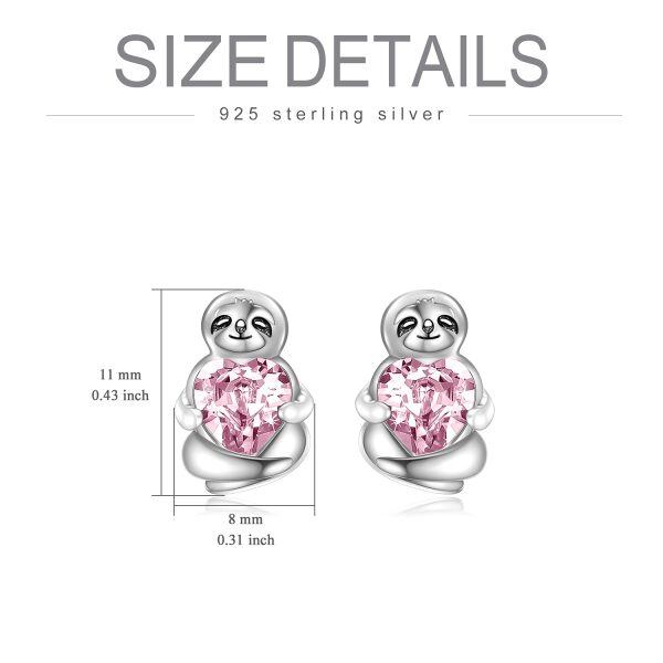 Sterling Silver Sloth Stud Earrings-3