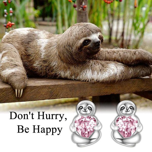 Sterling Silver Sloth Stud Earrings-5