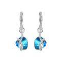 wholesale 925 Sterling Silver Blue Austrian Crystal Infinity Heart Drop Earrings-0-0