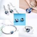 wholesale 925 Sterling Silver Blue Austrian Crystal Infinity Heart Drop Earrings-0-3