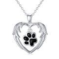wholesale 925 Sterling Silver Paw Print Heart Angel Wings Pet Cremation Jewelry Urn Pendant Necklace-0-0