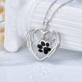 wholesale 925 Sterling Silver Paw Print Heart Angel Wings Pet Cremation Jewelry Urn Pendant Necklace-0-1