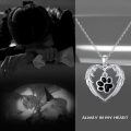 wholesale 925 Sterling Silver Paw Print Heart Angel Wings Pet Cremation Jewelry Urn Pendant Necklace-0-5