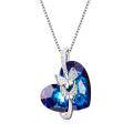 wholesale 925 Sterling Silver Blue Crystal Heart & Butterfly Pendant Necklaces for Women Gifts-0-0