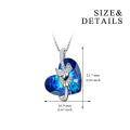 wholesale 925 Sterling Silver Blue Crystal Heart & Butterfly Pendant Necklaces for Women Gifts-0-1