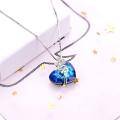 wholesale 925 Sterling Silver Blue Crystal Heart & Butterfly Pendant Necklaces for Women Gifts-0-2