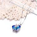 wholesale 925 Sterling Silver Blue Crystal Heart & Butterfly Pendant Necklaces for Women Gifts-0-3