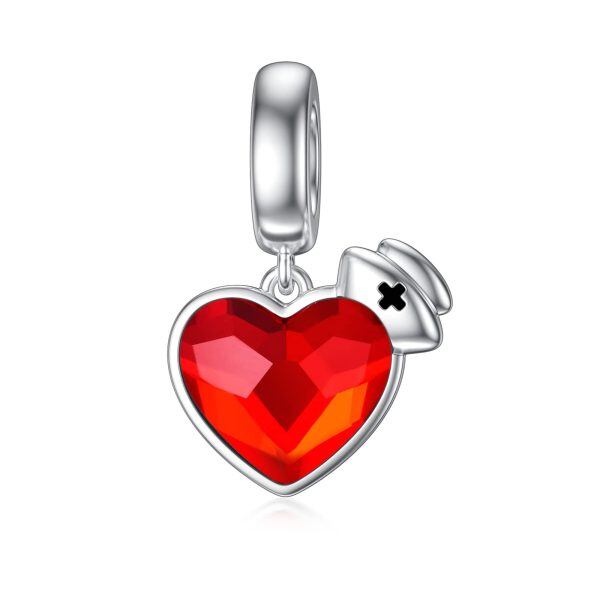 Sterling Silver Nurse Heart Charm-0