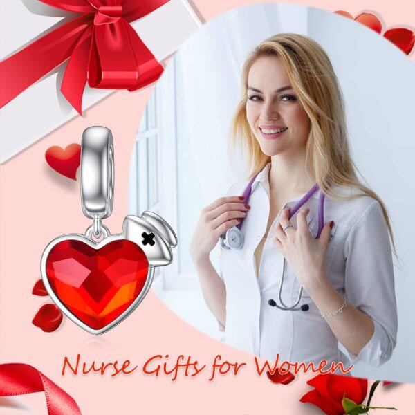 Sterling Silver Nurse Heart Charm-4