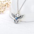 wholesale 925 Sterling Silver Angel Dog with Blue Heart Stone Pet Urn Pendant Necklace for Women-0-1