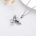 wholesale 925 Sterling Silver Angel Dog with Blue Heart Stone Pet Urn Pendant Necklace for Women-0-2