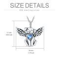 wholesale 925 Sterling Silver Angel Dog with Blue Heart Stone Pet Urn Pendant Necklace for Women-0-3