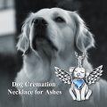 wholesale 925 Sterling Silver Angel Dog with Blue Heart Stone Pet Urn Pendant Necklace for Women-0-5