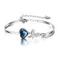 wholesale 925 Sterling Silver Blue Crystal Heart Charm Bracelet for Women-0-0