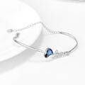 wholesale 925 Sterling Silver Blue Crystal Heart Charm Bracelet for Women-0-1