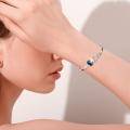 wholesale 925 Sterling Silver Blue Crystal Heart Charm Bracelet for Women-0-2