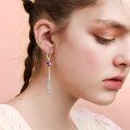 wholesale 925 Sterling Silver Pink Crystal Butterfly Dangle Earrings for Women-0-1