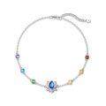 wholesale 925 Sterling Silver Multi-Color Crystal Lotus Chakra Bracelet for Women-0-0