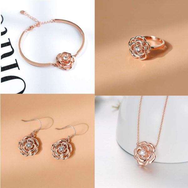 Sterling Silver Rose Necklace-1