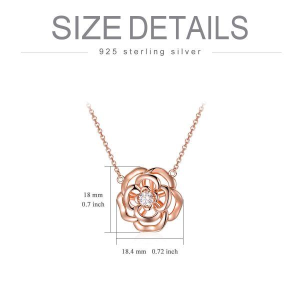 Sterling Silver Rose Necklace-4