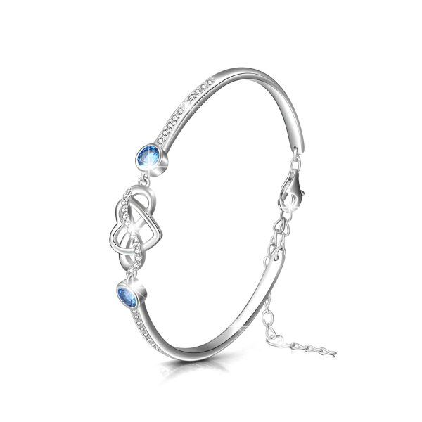 Sterling Silver Heart Bangle Bracelet-1