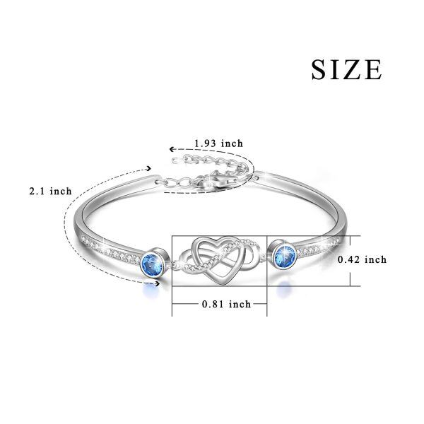 Sterling Silver Heart Bangle Bracelet-2