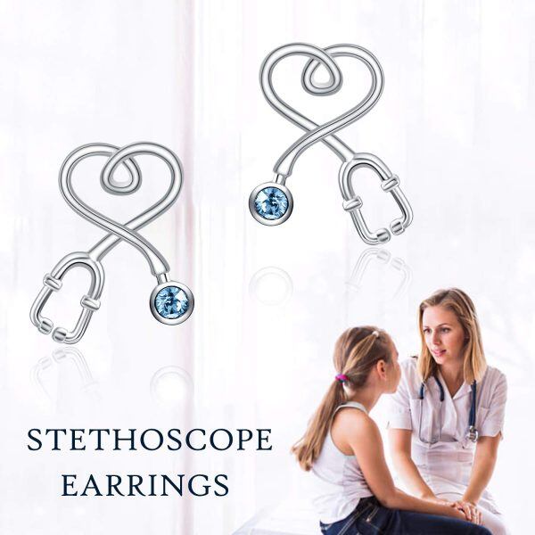 Sterling Silver Stethoscope Earrings-2