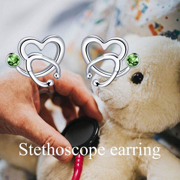 Sterling Silver Stethoscope Earrings-2