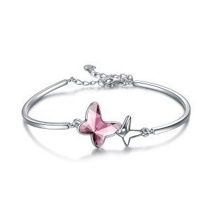 Sterling Silver Butterfly Bangle Bracelet-0